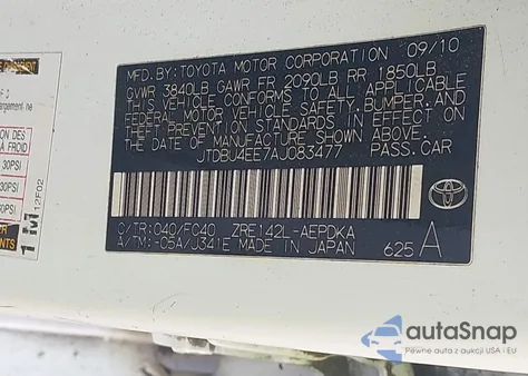 2010 Toyota Corolla Le from USA, damaged, VIN JTDBU4EE7AJ083477